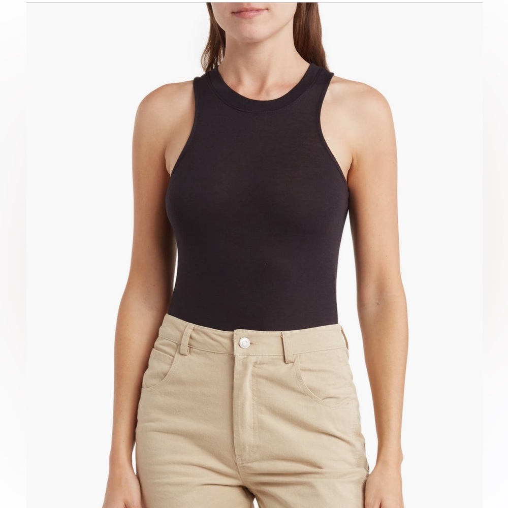 Sleek Black Sleeveless Bodysuit